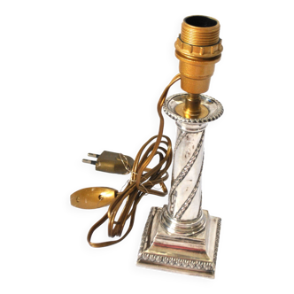 Bougeoir chandelier ancien pied de lampe en argent massif orfèvre suisse a.manz