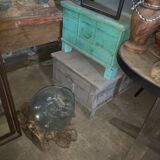 Indian wooden chest with metal decoration