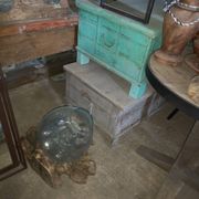 Indian wooden chest with metal decoration
