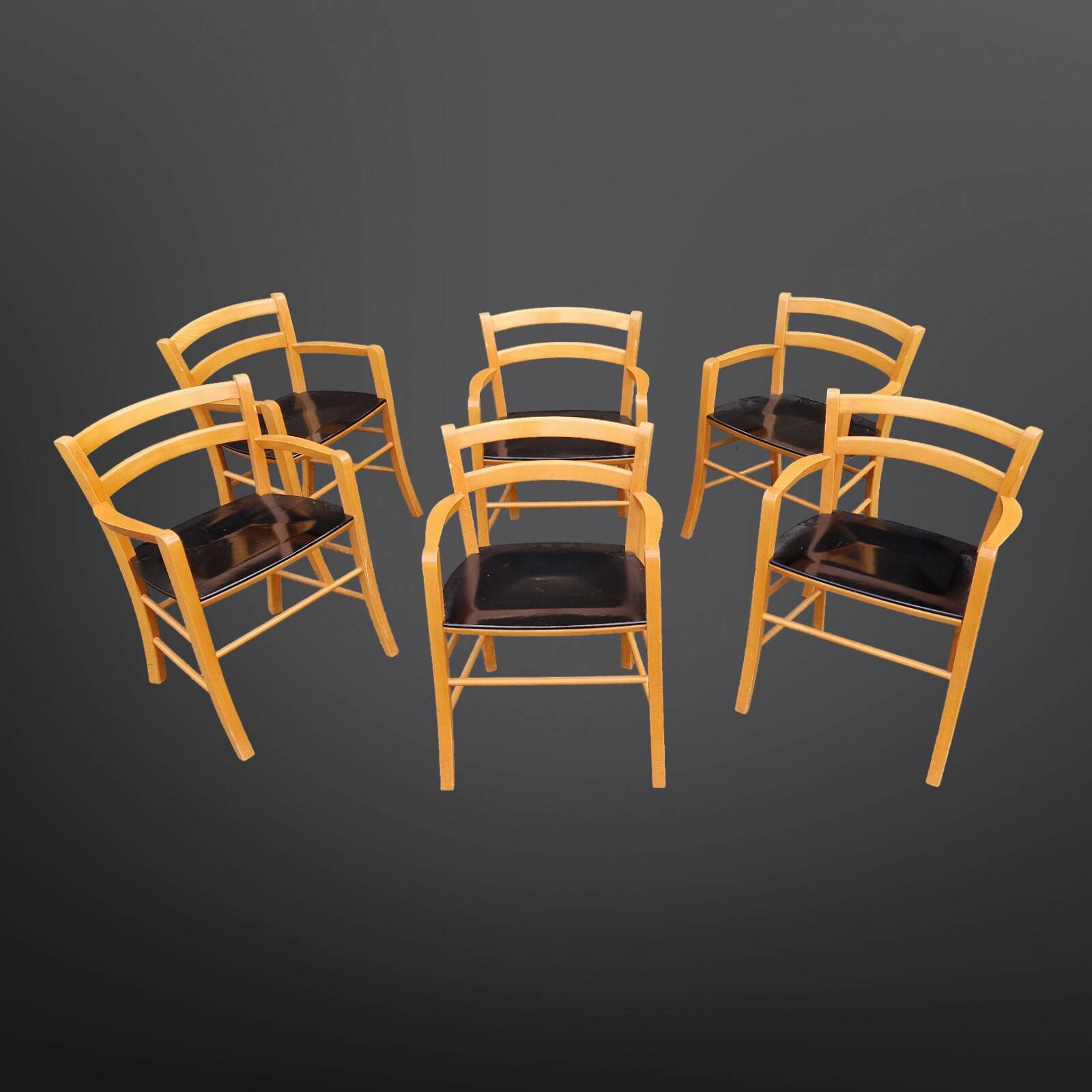 Set of 6 "Marocca" armchairs by Vico Magistretti for De Padova, Italy 1980s