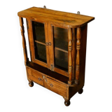 Brown Art Deco jeweler's display case on legs, Indian teak wood trade furniture