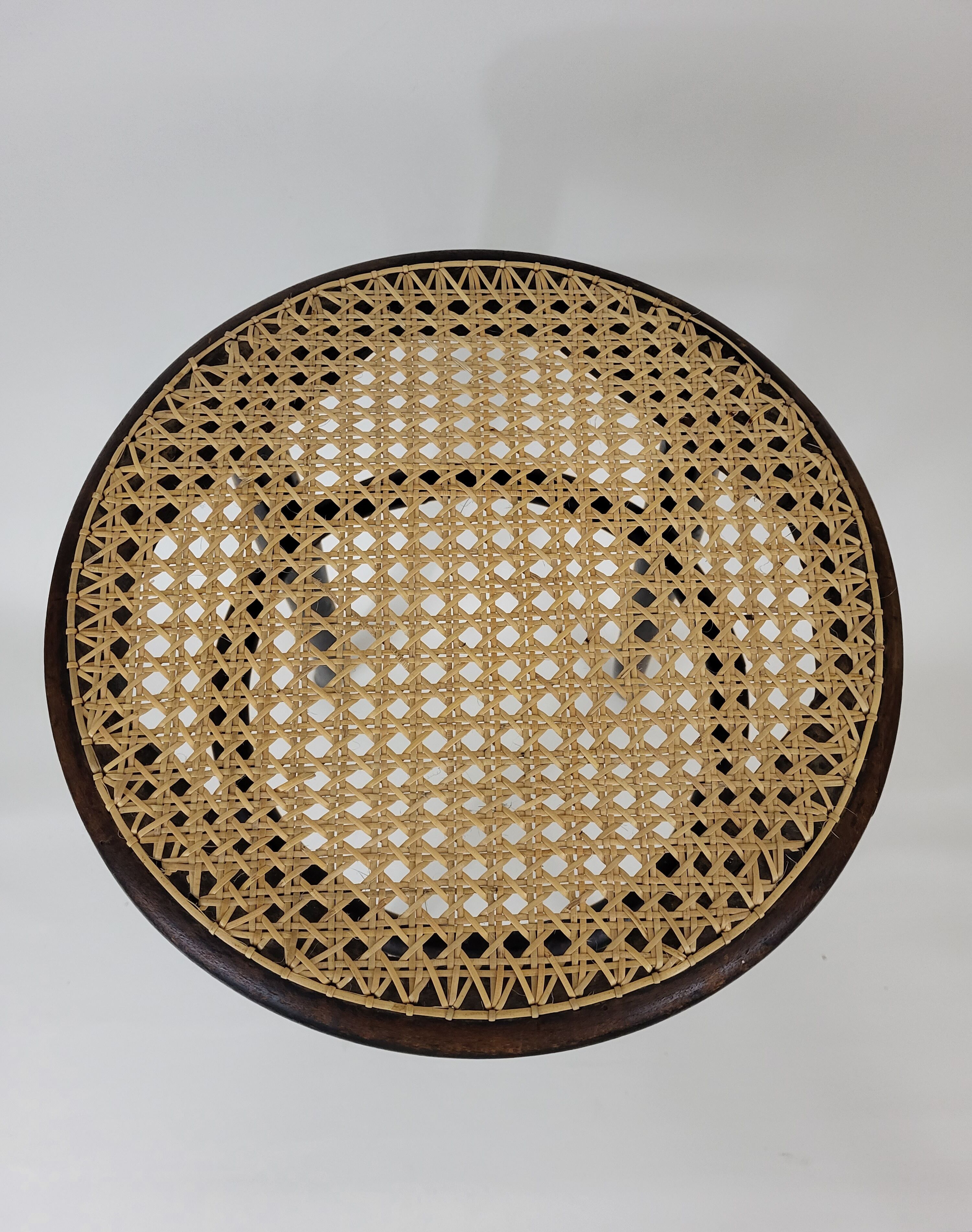 Blackened curved wooden stool Thonet