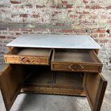 Bamboo-style pine sideboard and marble top early nineteenth century