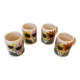 Set of 4 vintage 1970s flower stoneware mugs