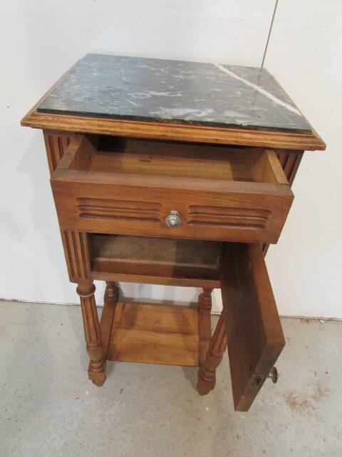 Bedside table on fluted legs, 1900s