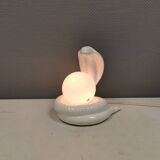 COBRA table lamp with thin milky white glass shade/dome, Sweden 1980s