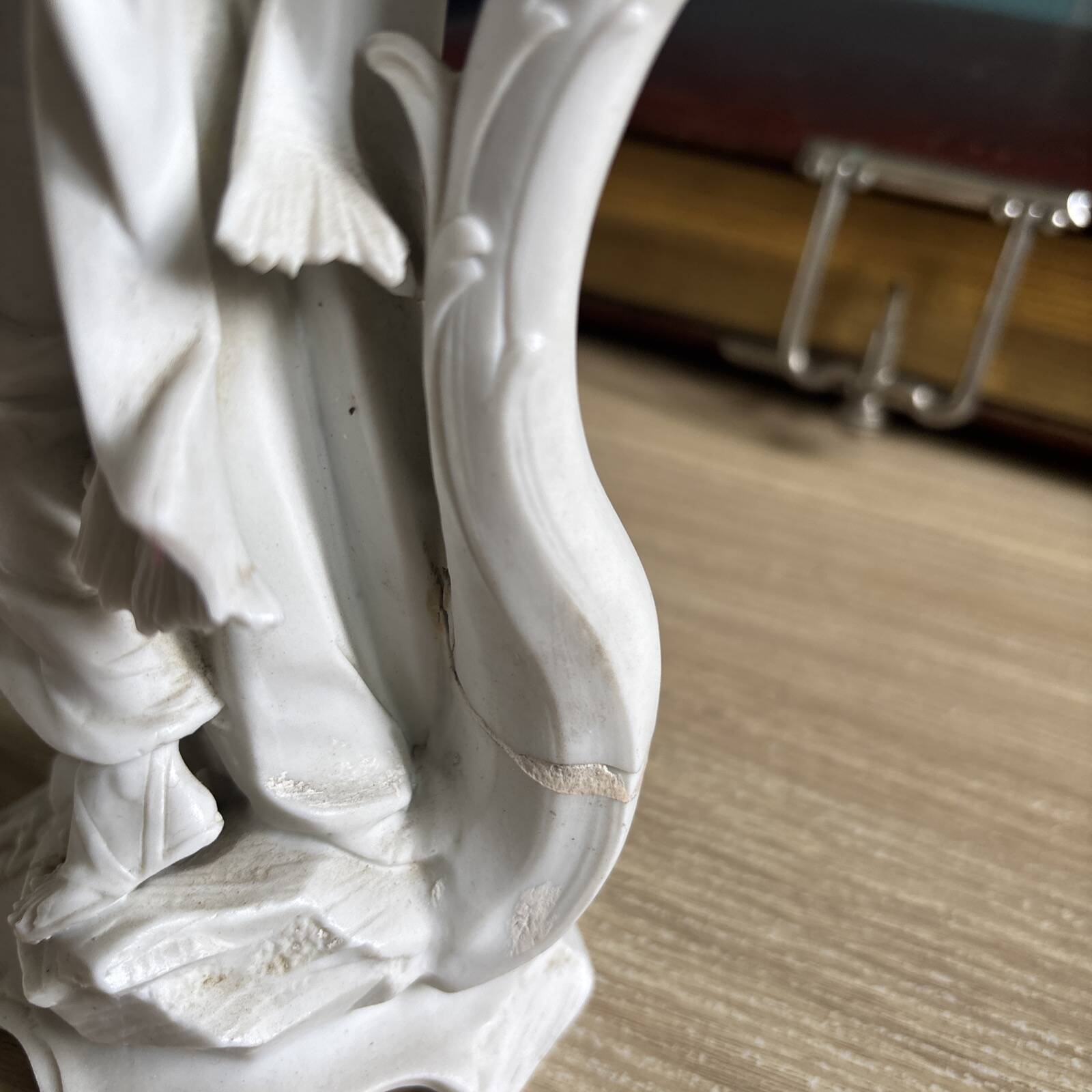 Biscuit Porcelain Flower Vase Statue Volkstedt Art Nouveau Lady, c. 1900