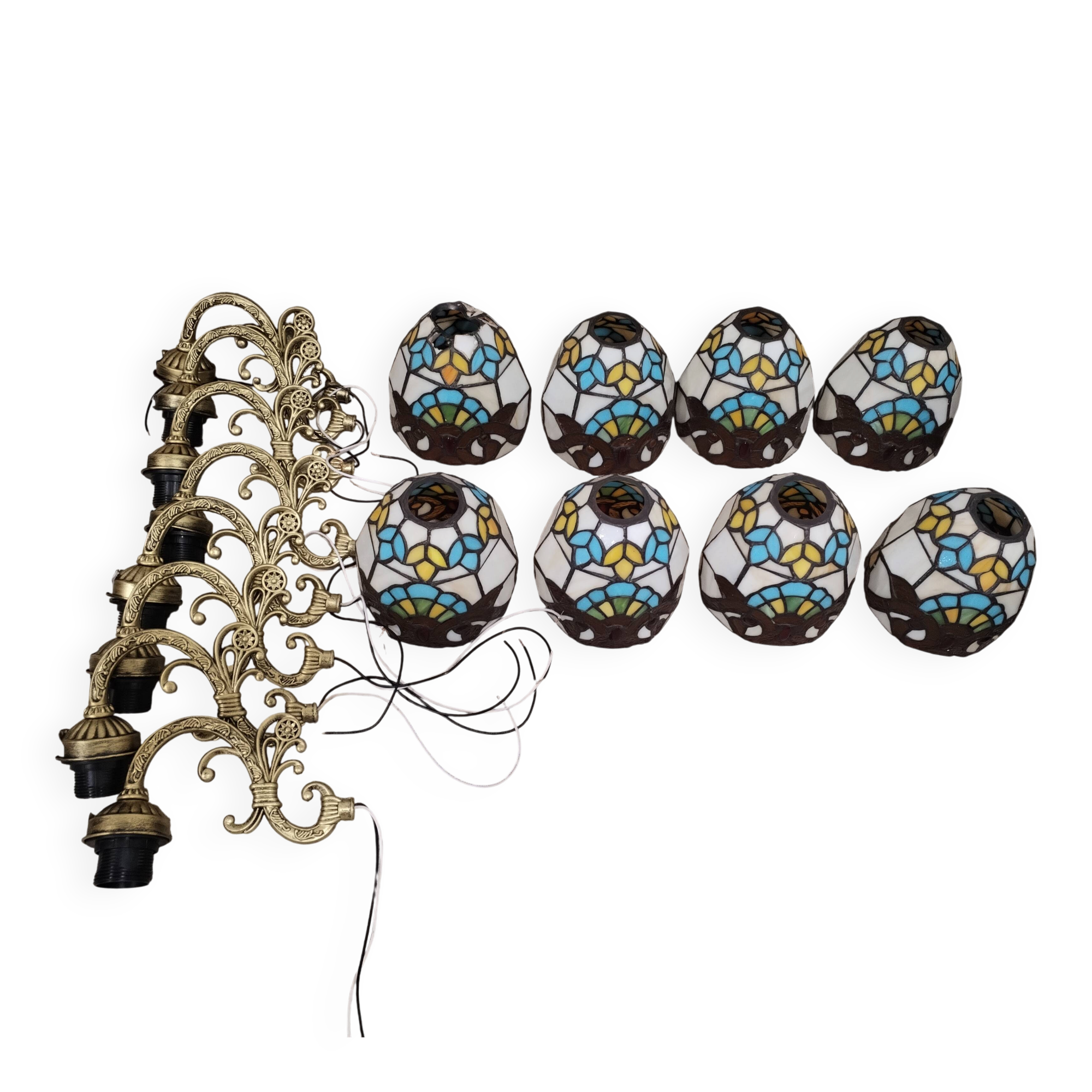 8 brass wall lights