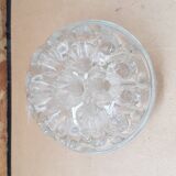 Pair old vase pique flowers molded glass made in france vintage
