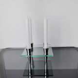 Bougeoir carré en verre, 4 flammes, danemark, 1970