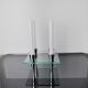 Square glass candleholder, 4 flames, denmark, 1970