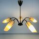 Mid century modern 5-arm opaline glass chandelier, 1950s