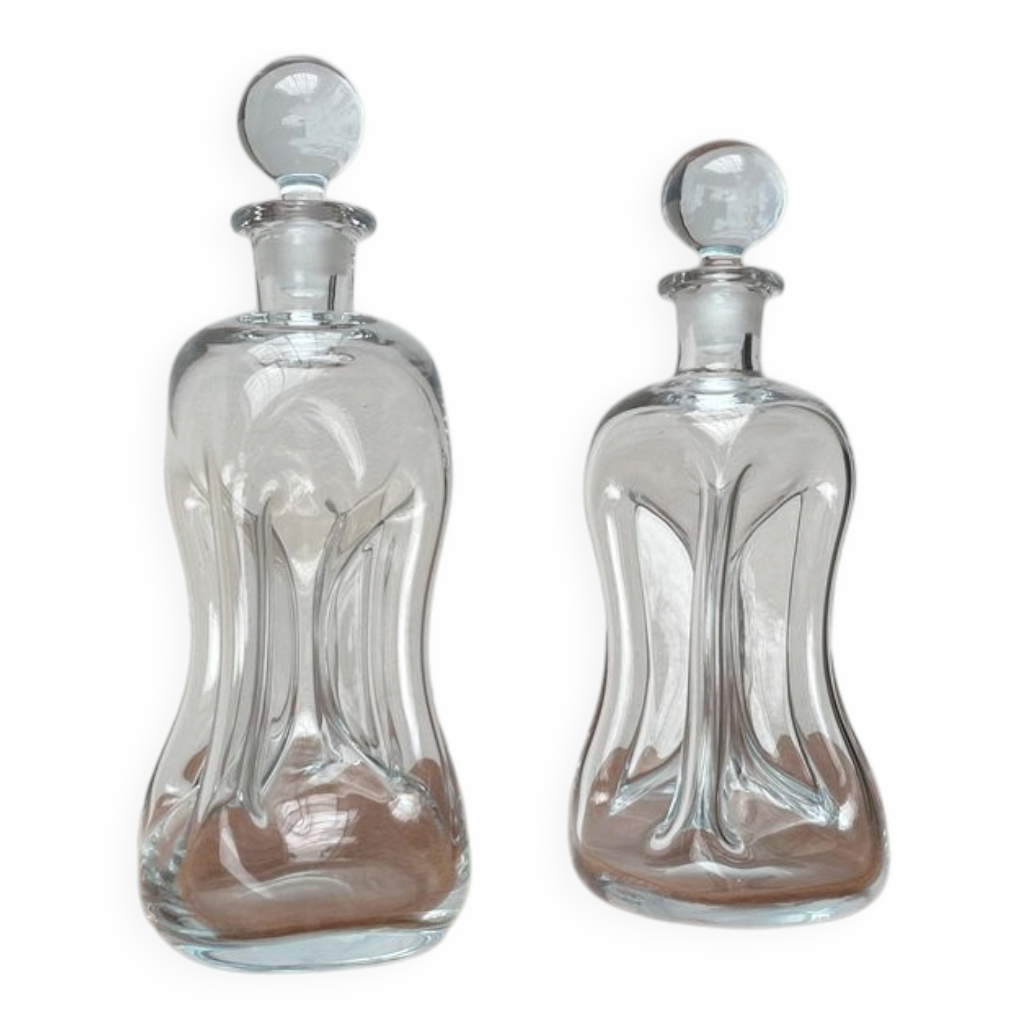 Danish Vintage Kluk Kluk Glass Bottles from Holmegaard, 1970s, Set of 2