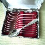 Box of 12 silver-plated coffee spoons 18G