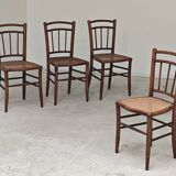 Set of 4 old Thonet style cane bistro chairs from the 1930s