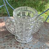 Angel wings vase, in transparent glass with art deco relief pattern