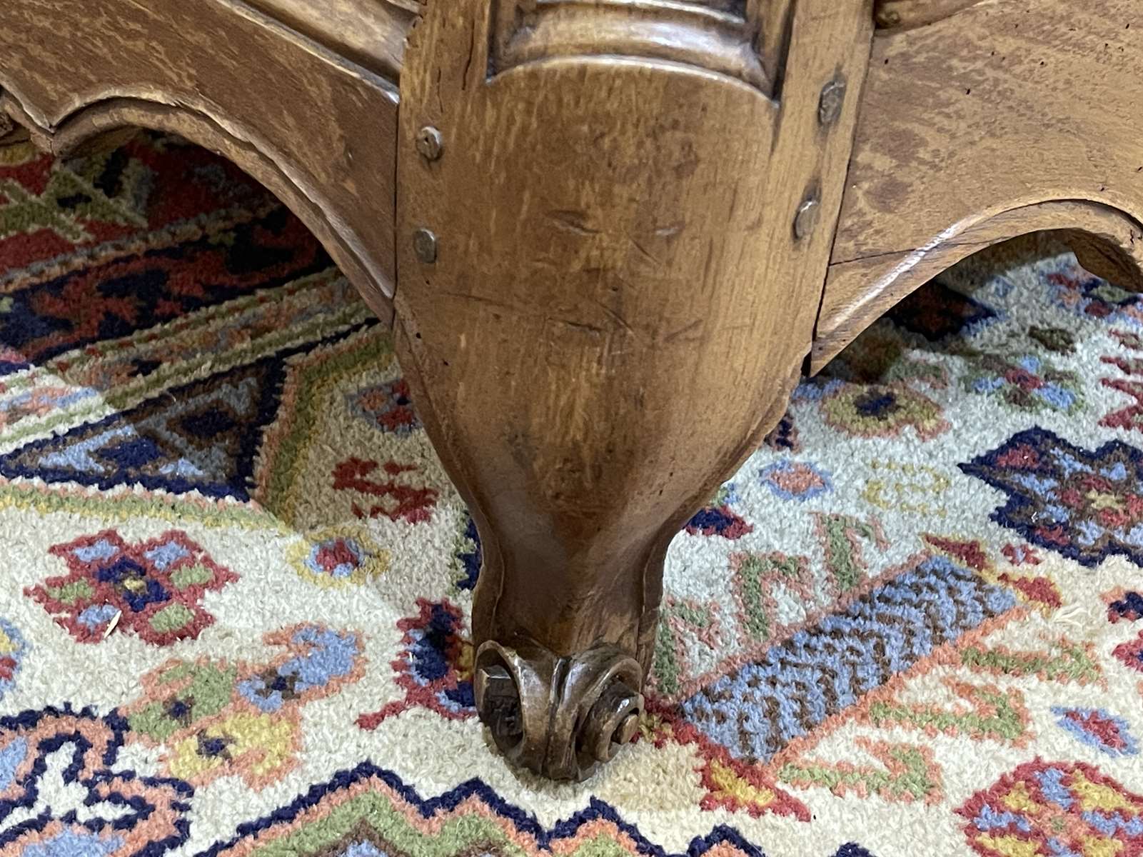 Louis XV eighteenth-century period chest of drawers in walnut painted in patinated gray