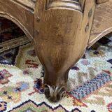 Commode d'époque Louis XV XVIIIème en noyer plateau peint en gris patiné