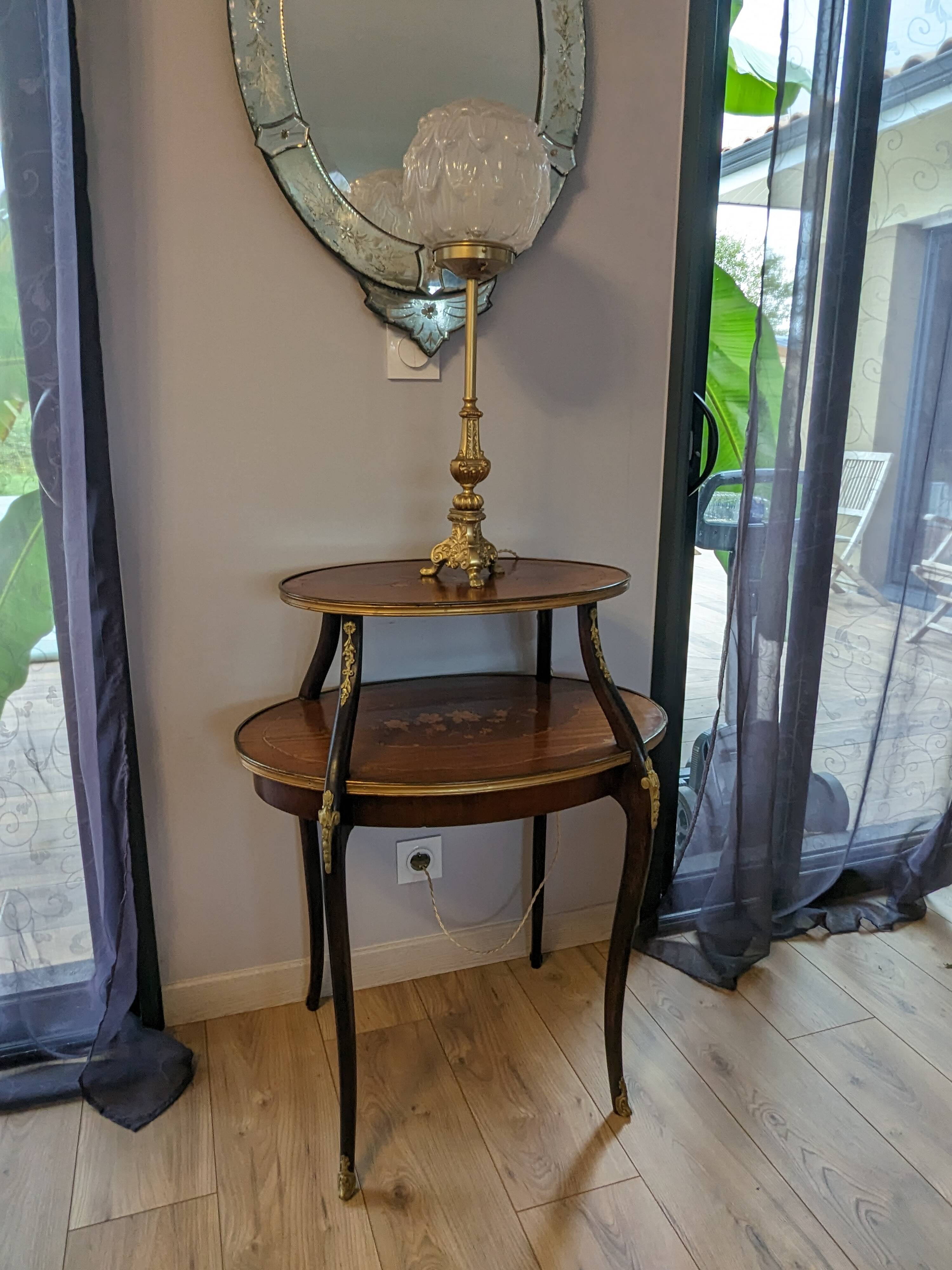 Louis XV style inlaid tea table 19th
