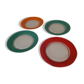 Lot of 4 "Duralex" color dessert plates