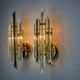 Pair of Venini wall lights, triedri glass, murano, Italy 1970