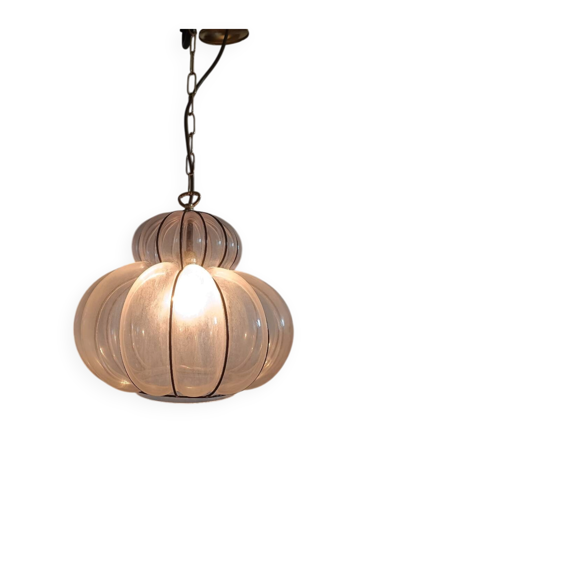 Murano lampe suspendue zucca - soufflé en cage - neuf