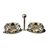 Salerons cristal de Baccarat serviteur en metal argente