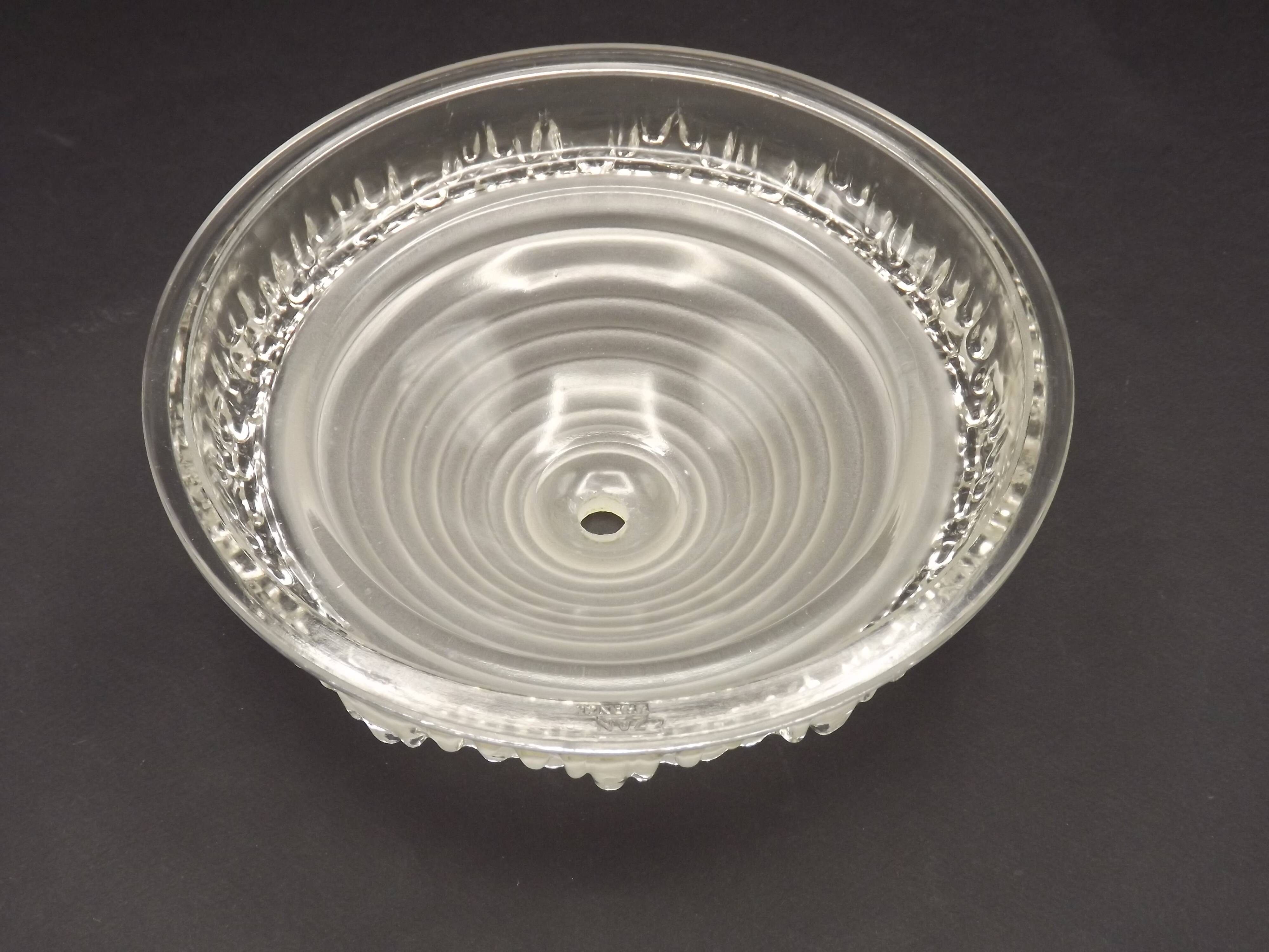 Signed EZAN France Frosted & Clear Glass Icicle Shades - Art Deco Lighting