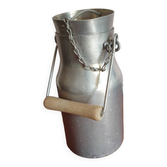 Vintage complete aluminum milk jug milk can