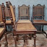 Series of 8 Renaissance hunting lodge chairs in walnut circa 1850