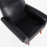 Black leather armchair, Danish design, 1970s, production: Denmark