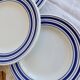 4 dessert plates in white porcelain with blue borders – Bistro style