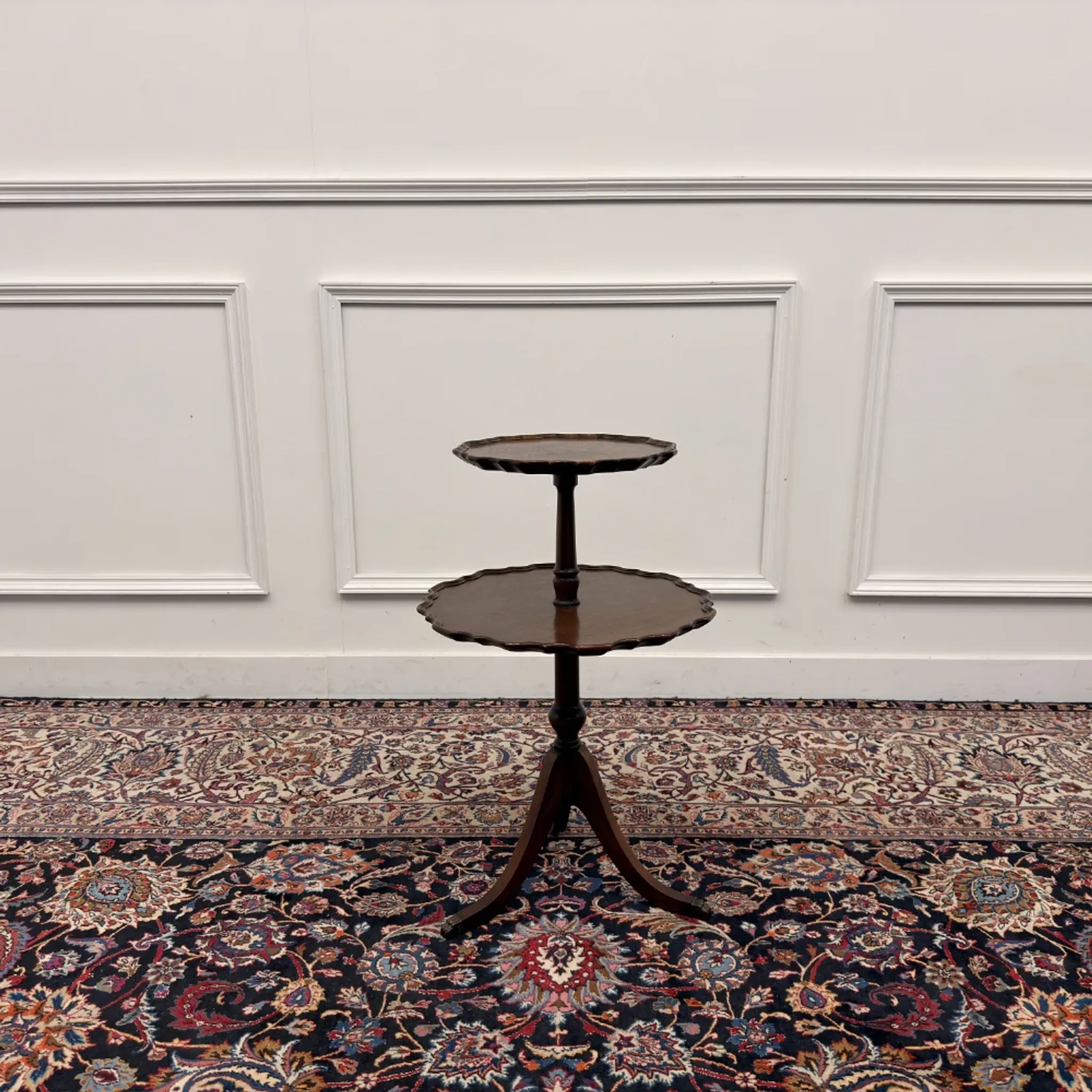 antique English two-tier dessert table