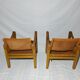 Pair of safari leather armchairs 50s