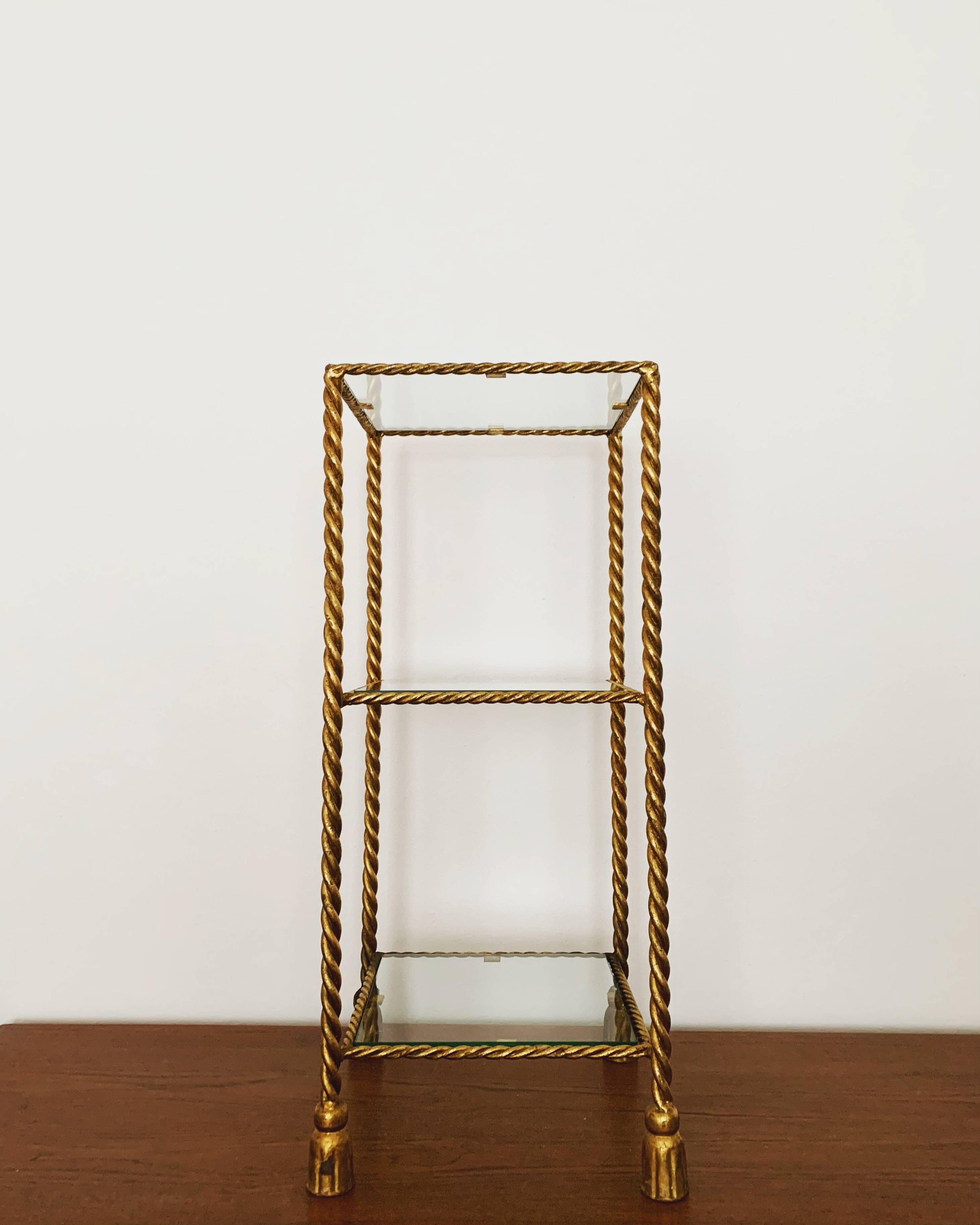Gilded Italian Hollywood Regency Metal Shelf by Hans Kögl