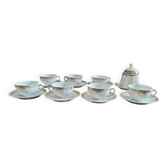 7 old tea cup in limoges porcelain, mavaleix & granger factory