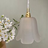 Vintage tulip pendant in frosted glass in the shape of a flower