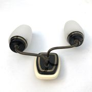 Mid-century Italian brass and opaline glass sconces. Set of two