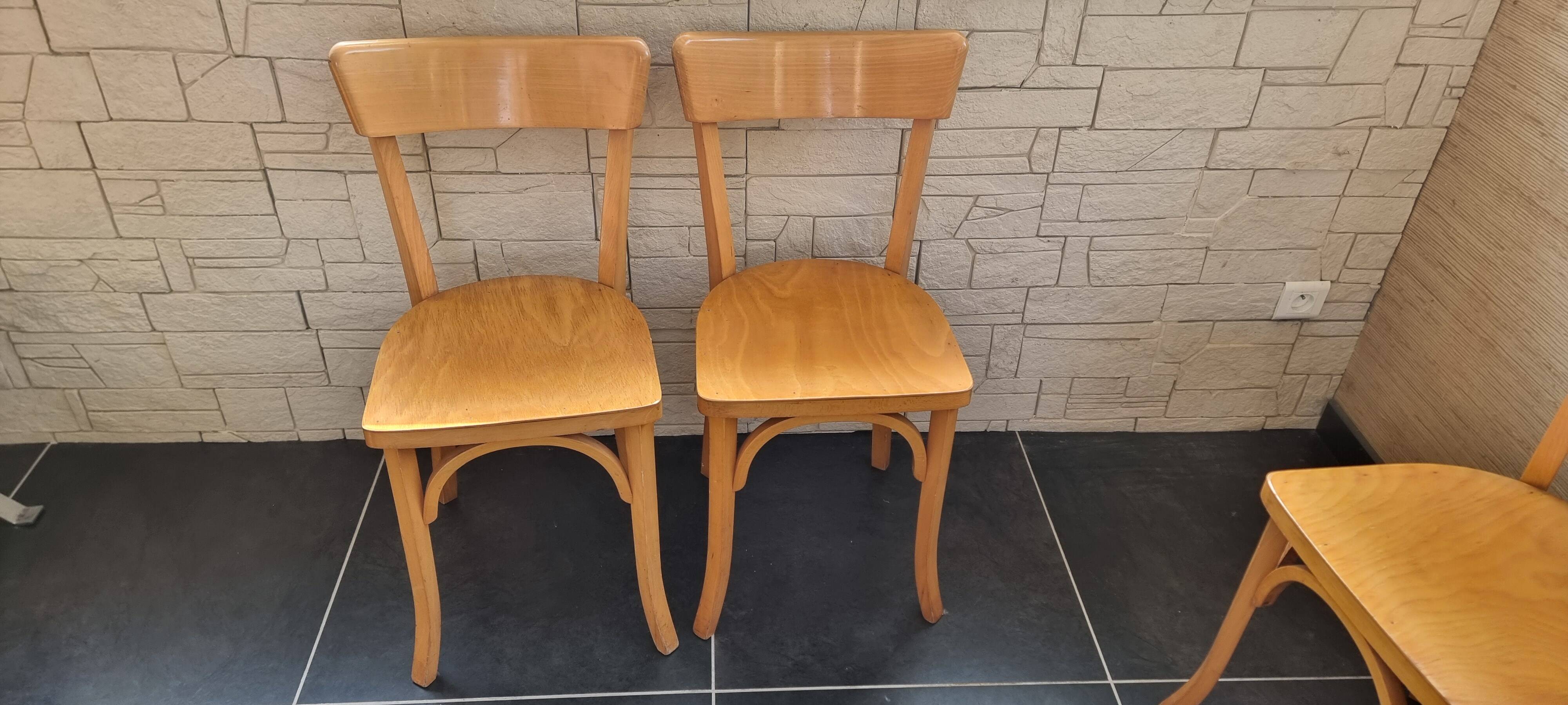 Set of 4 bistro chairs by A. Cartier, 1957