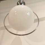 Suspension chandelier vintage globe white circle chrome goes up and down