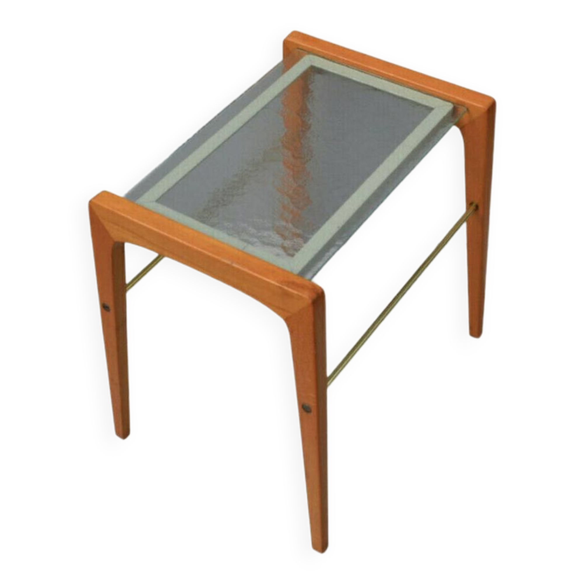 Vintage Danish Coffee Table Oak and Glass Top, Sweden Circa 1970's