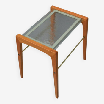 Table basse vintage danoise en chêne et plateau en verre, Suède Circa 1970