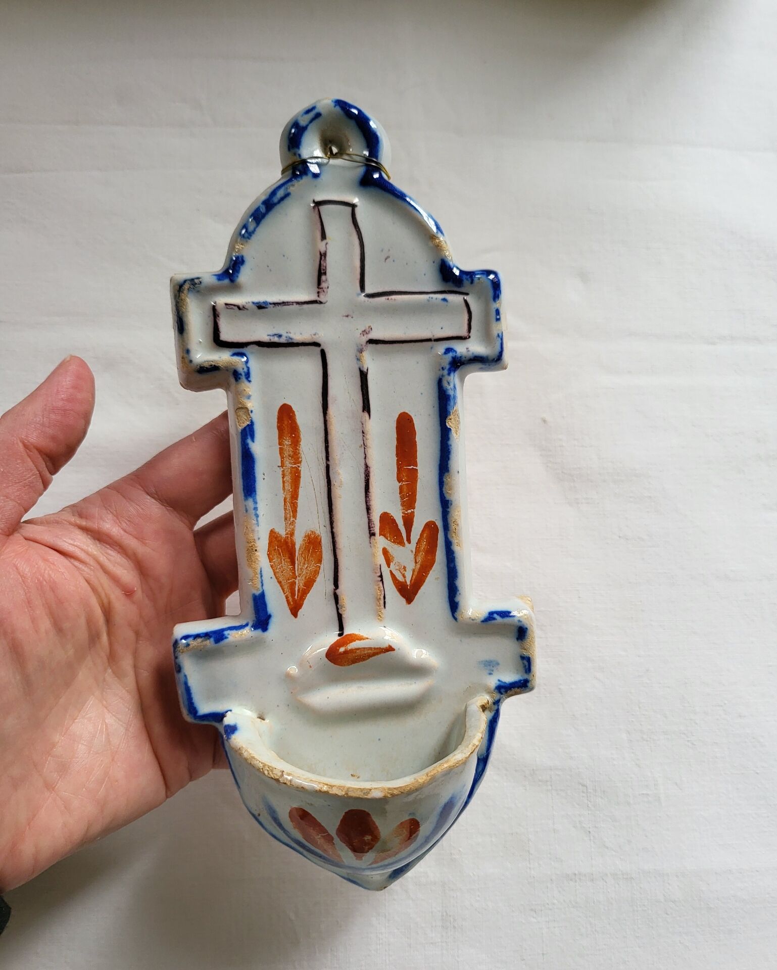 Old Faience Baptismal Font Cross Martres Tolosane