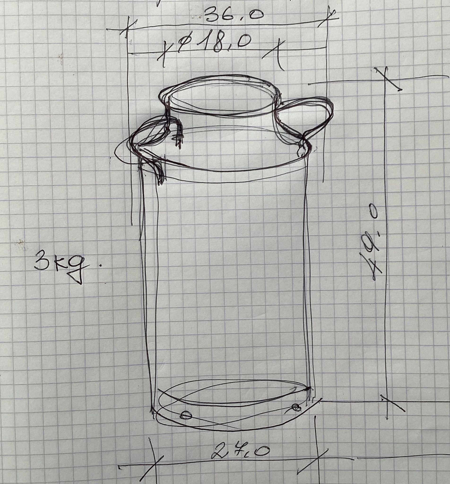 Farm milk can in aluminum stamped dimension: height -49cm- width -36cm-