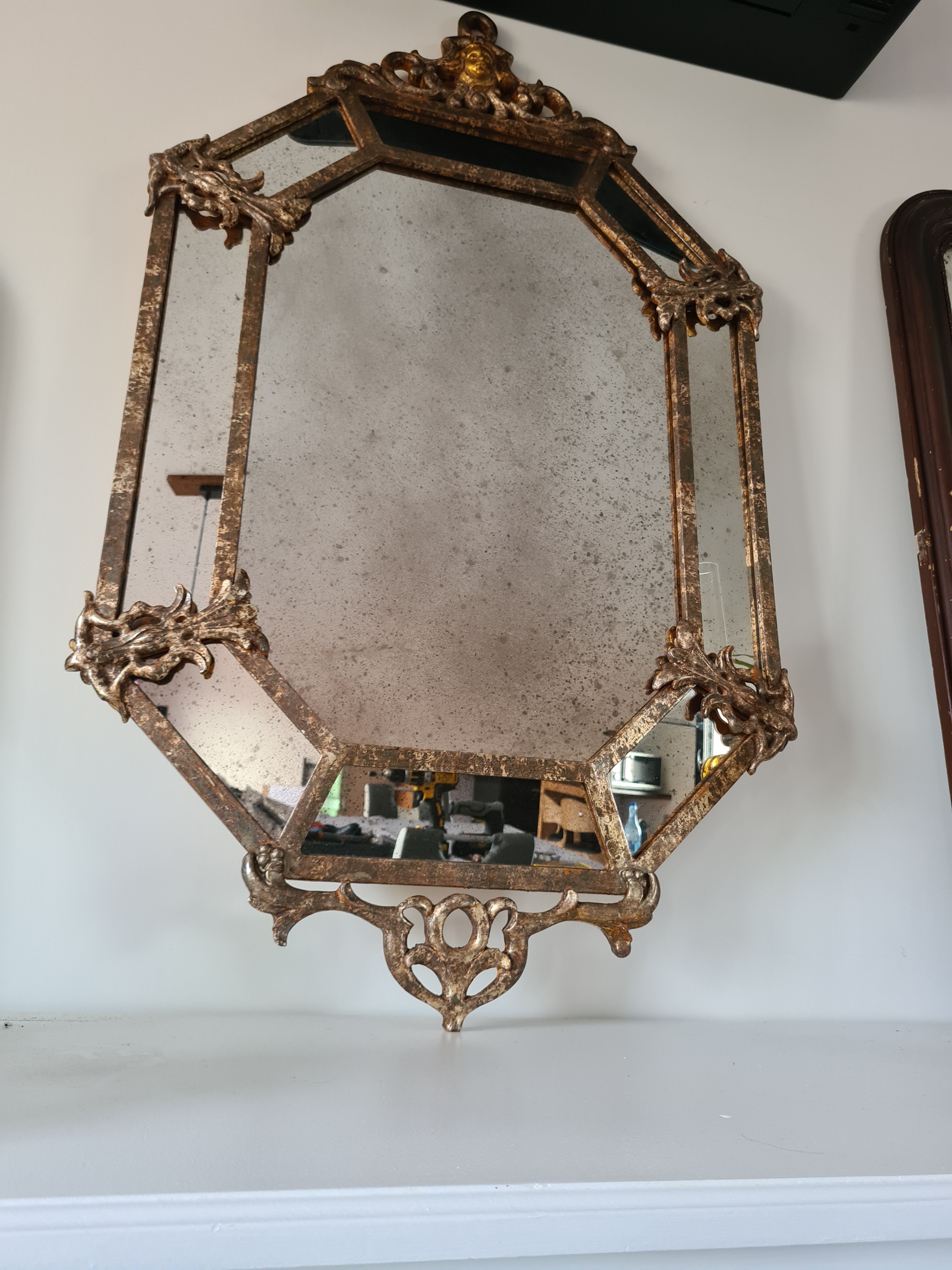 Venetian mirror with art deco parcloses 117 x 72 cm