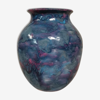 Vase vintage bleu signé J.R. Rubatti
