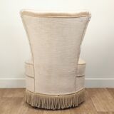 Beige velvet toad armchair