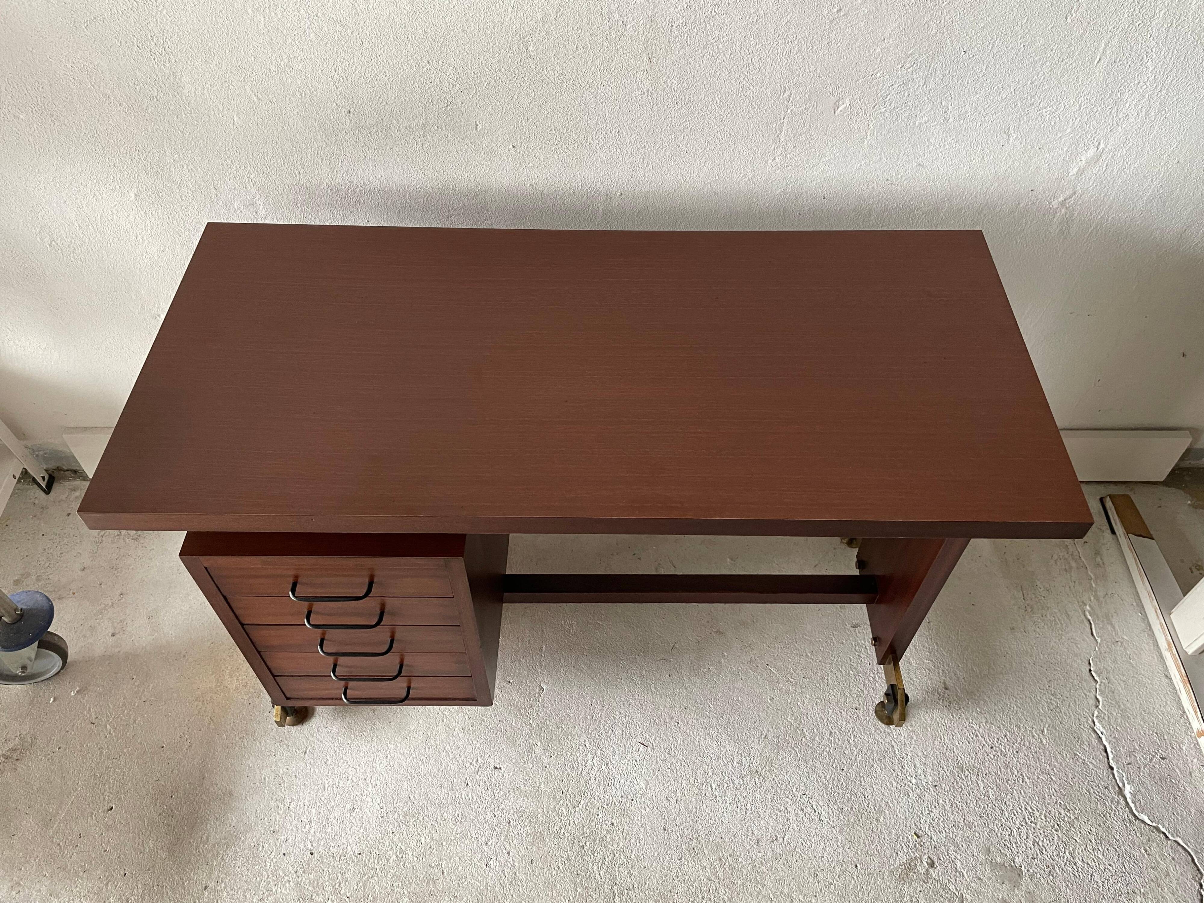 Mid-century modern Italian desk with 5 drawers, 1960s, Italy