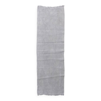 Light Gray Handmade Vintage Kilim Runner Rug, 62x192 Cm