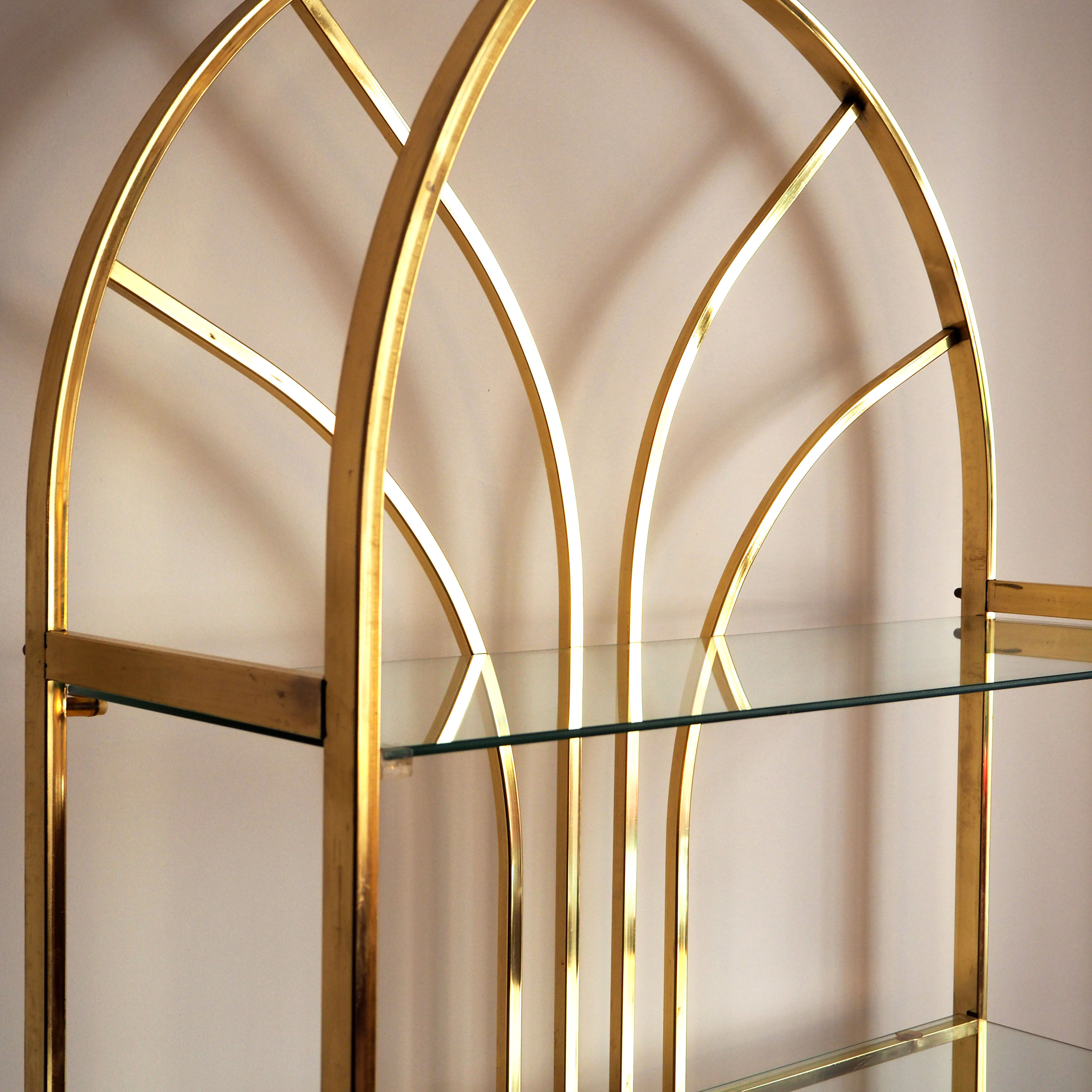 Gold glass and metal shelf